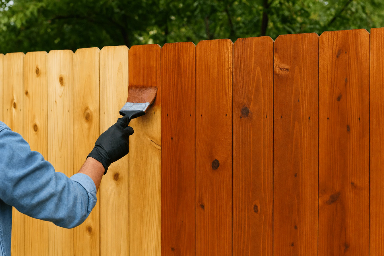 Fence staining and sealing